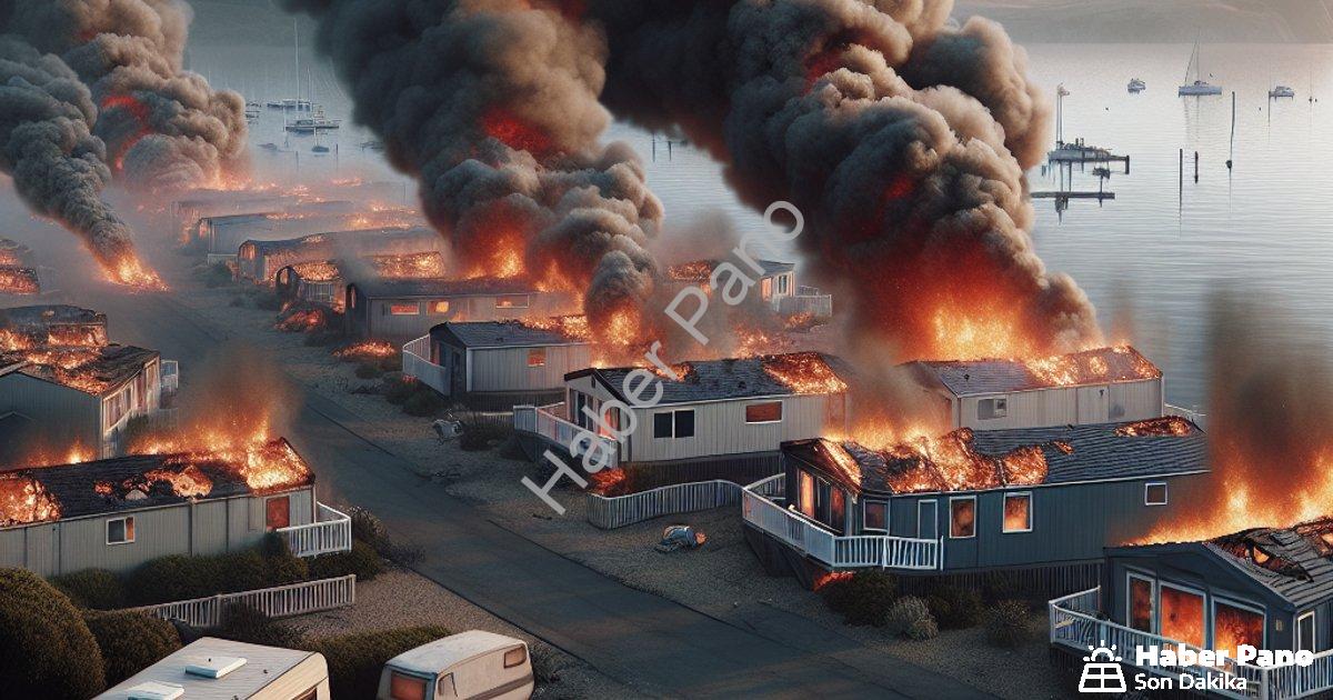 "Fethiye Katrancı Koyu'nda Yangın Felaketi: Karavan ve Bungalovlar Kül Oldu" başlıklı haber için fot